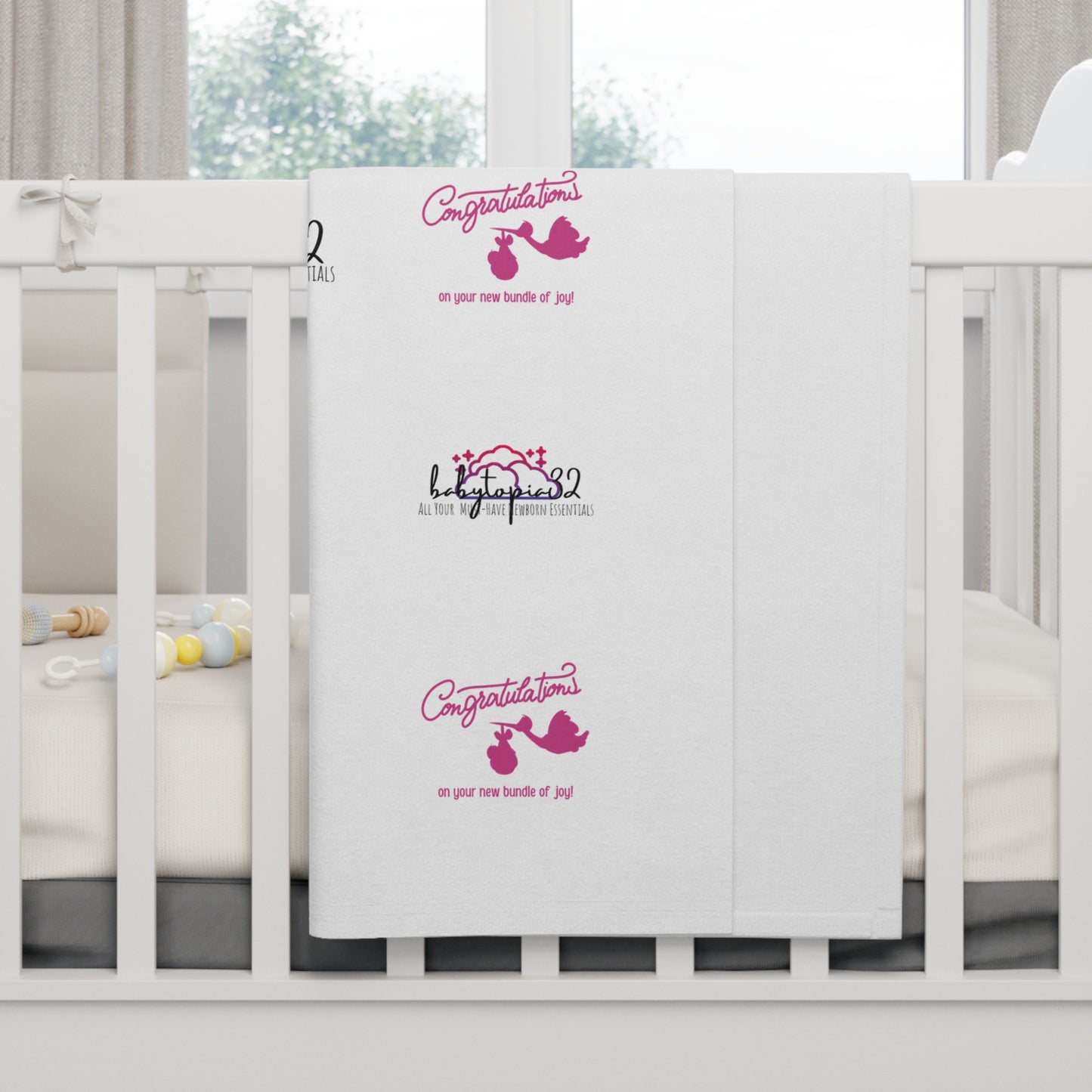 New Baby Girl Pink Congratulations Blanket — 30×40" Soft Fleece Newborn Gift