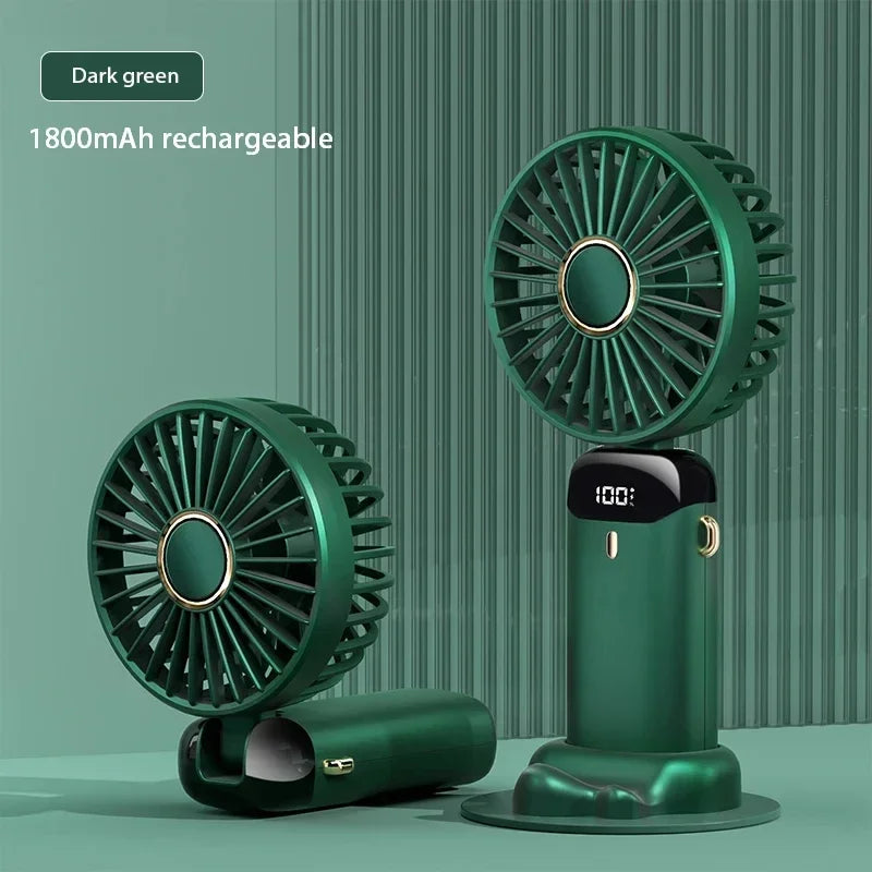 OIMG Foldable Neck Fan – 3-in-1 Handheld, Neck & Desktop USB Rechargeable Fan with LED Display
