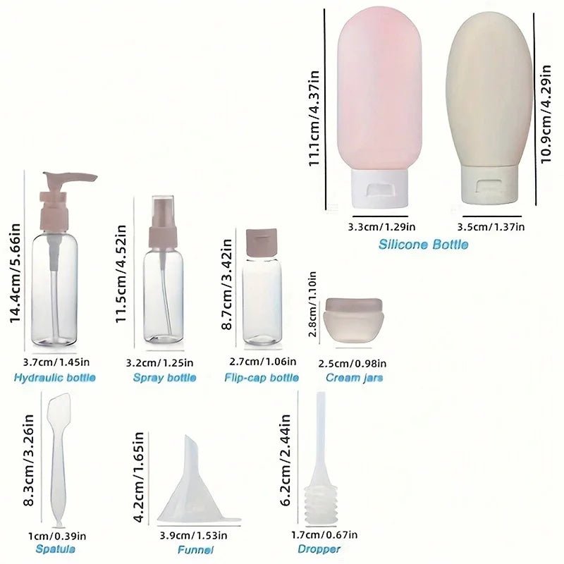 11-Piece Travel Toiletries Bottles Set — Refillable Mini Containers for Shampoo, Lotion & Skincare | Airplane & Carry-On - Babytopia32