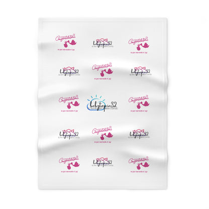 New Baby Girl Pink Congratulations Blanket — 30×40" Soft Fleece Newborn Gift