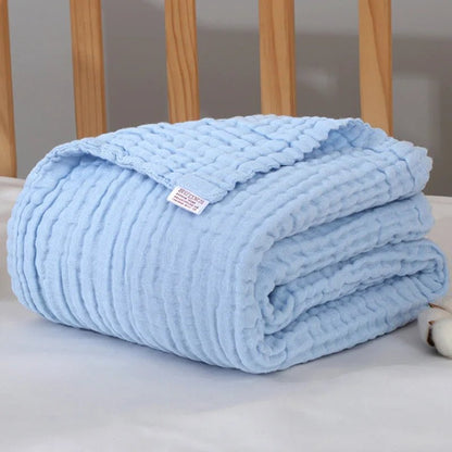 6-Layer Muslin Baby Swaddle Blanket — 105×105cm Soft Cotton Wrap, Bath Towel & Stroller Cover - Babytopia32