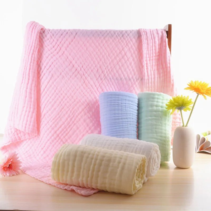 6-Layer Muslin Baby Swaddle Blanket — 105×105cm Soft Cotton Wrap, Bath Towel & Stroller Cover - Babytopia32
