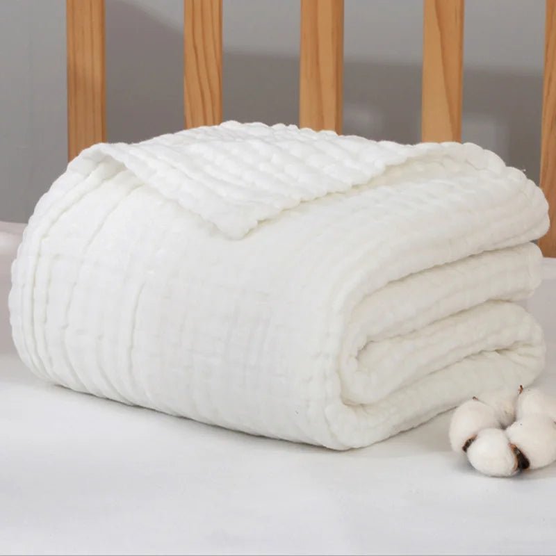6-Layer Muslin Baby Swaddle Blanket — 105×105cm Soft Cotton Wrap, Bath Towel & Stroller Cover - Babytopia32