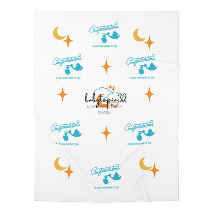 Congratulations New Baby Swaddle Blanket — 30×40" Jersey Wrap | Hospital Photo Prop & Newborn Gift