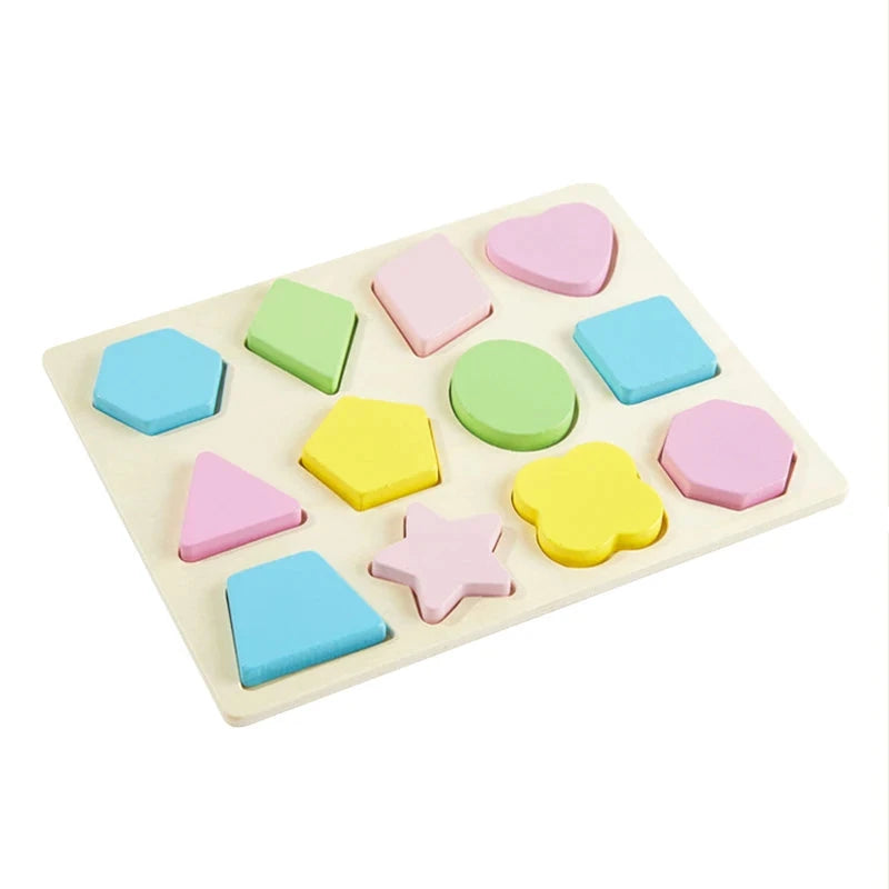 Colorful geometric shape puzzle on a white background