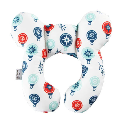 Colorful neck pillow with a pattern on a white background