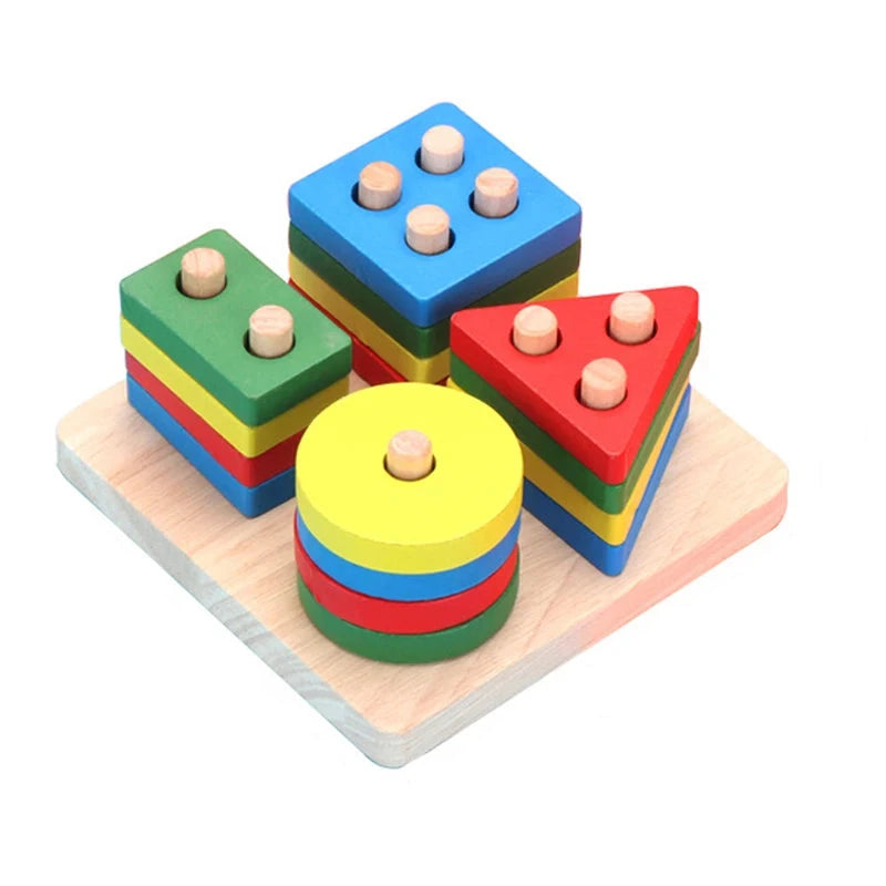 Colorful wooden geometric shapes puzzle 