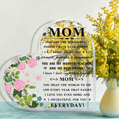 I Love You Mom Acrylic Keepsake Gift – Heartfelt Birthday & Mother’s Day Gift from Son or Daughter