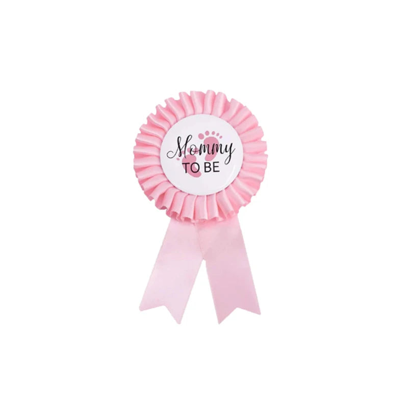 Baby Shower Mom-to-Be Sash & Tinplate Badge Combo Kit – Gender Reveal Party Set