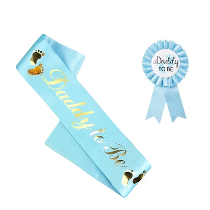 Baby Shower Mom-to-Be Sash & Tinplate Badge Combo Kit – Gender Reveal Party Set