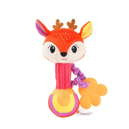 Baby Soft Stuffed Animal Rattle — Musical Crinkle Squeaky Sensory Toy | Hand Grip Shaker for Babies 0–24 Months
