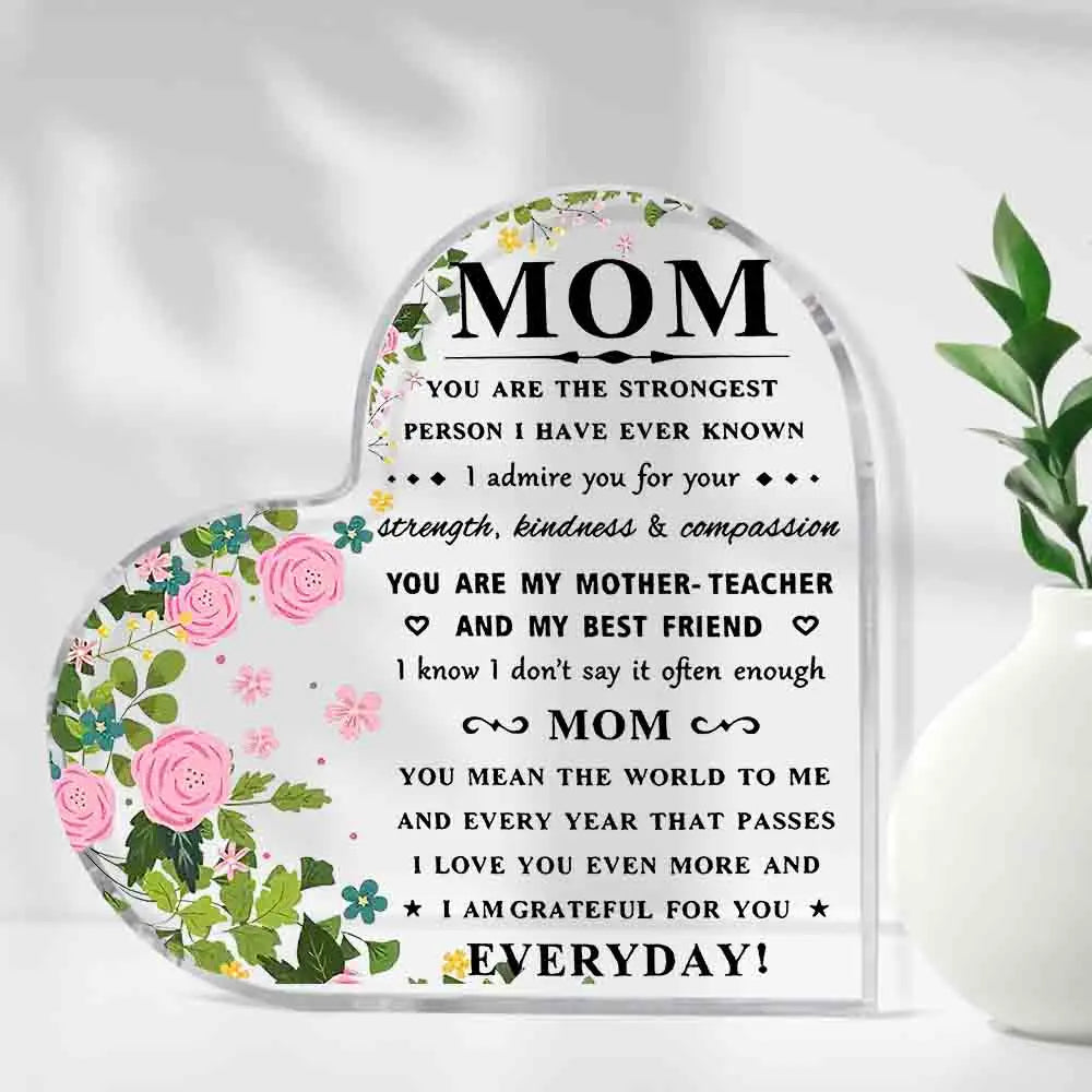 I Love You Mom Acrylic Keepsake Gift – Heartfelt Birthday & Mother’s Day Gift from Son or Daughter