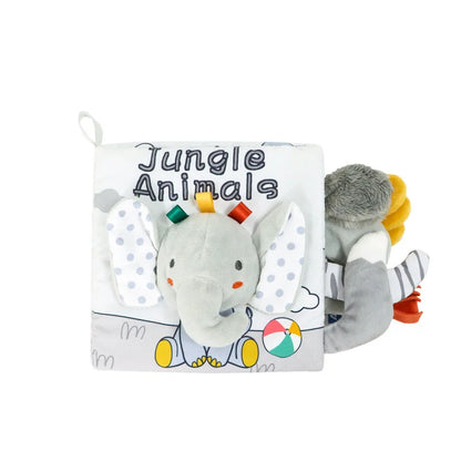Plush toy with 'Jungle Animals' text on a white background
