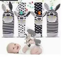 Baby socks with animal designs on a white background