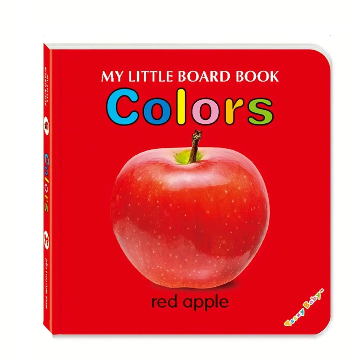 Children's board book titled 'My Little Board Book Colors' with a red apple illustration on a white background.