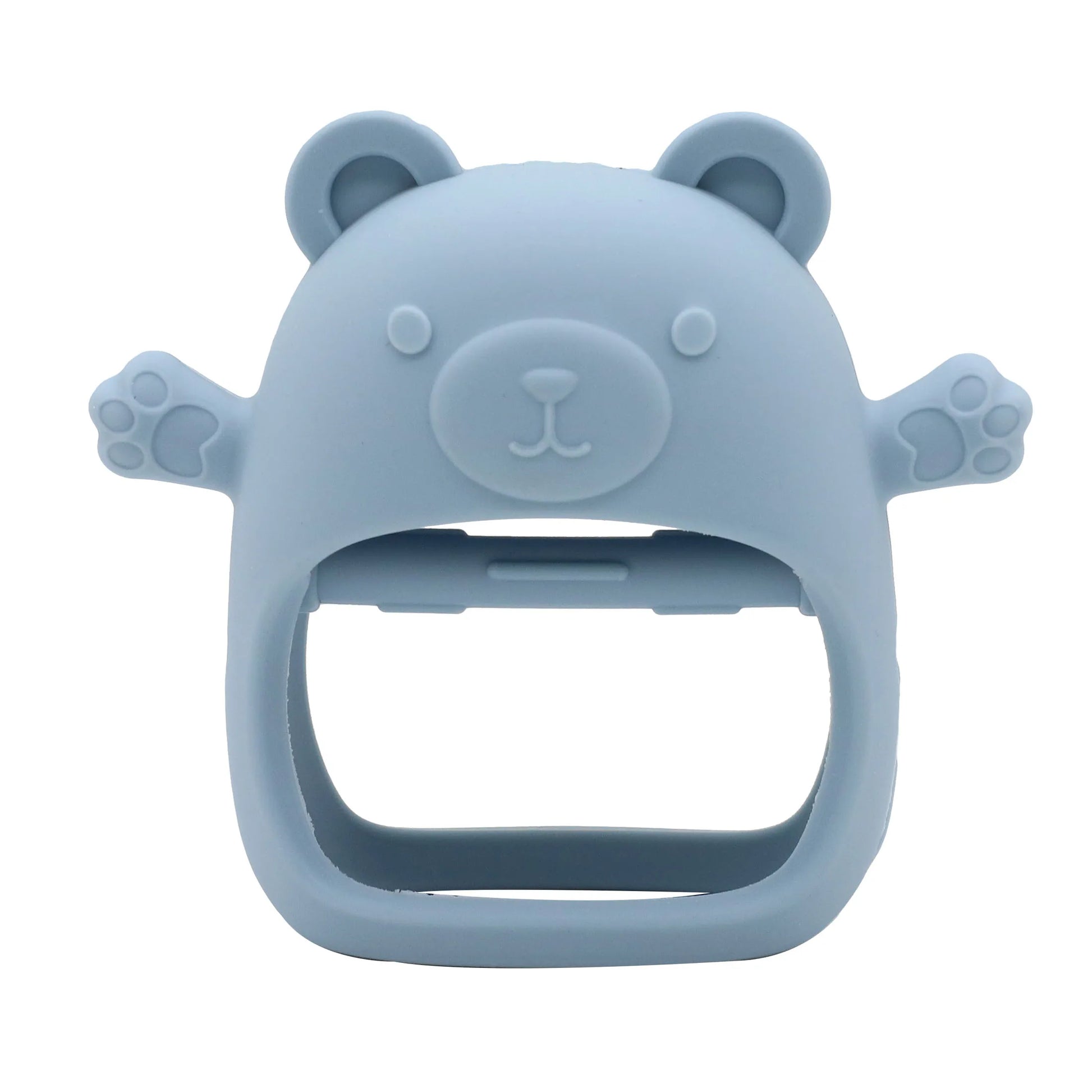 Blue bear-shaped phone case on a white background