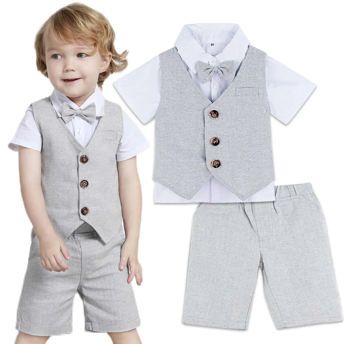 Toddler Boy 3-Piece Formal Suit Set – Wedding, Birthday & Party Outfit (12M–6Y)