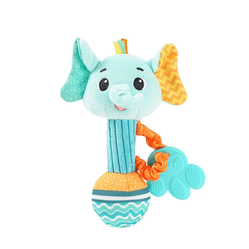 Baby Soft Stuffed Animal Rattle — Musical Crinkle Squeaky Sensory Toy | Hand Grip Shaker for Babies 0–24 Months
