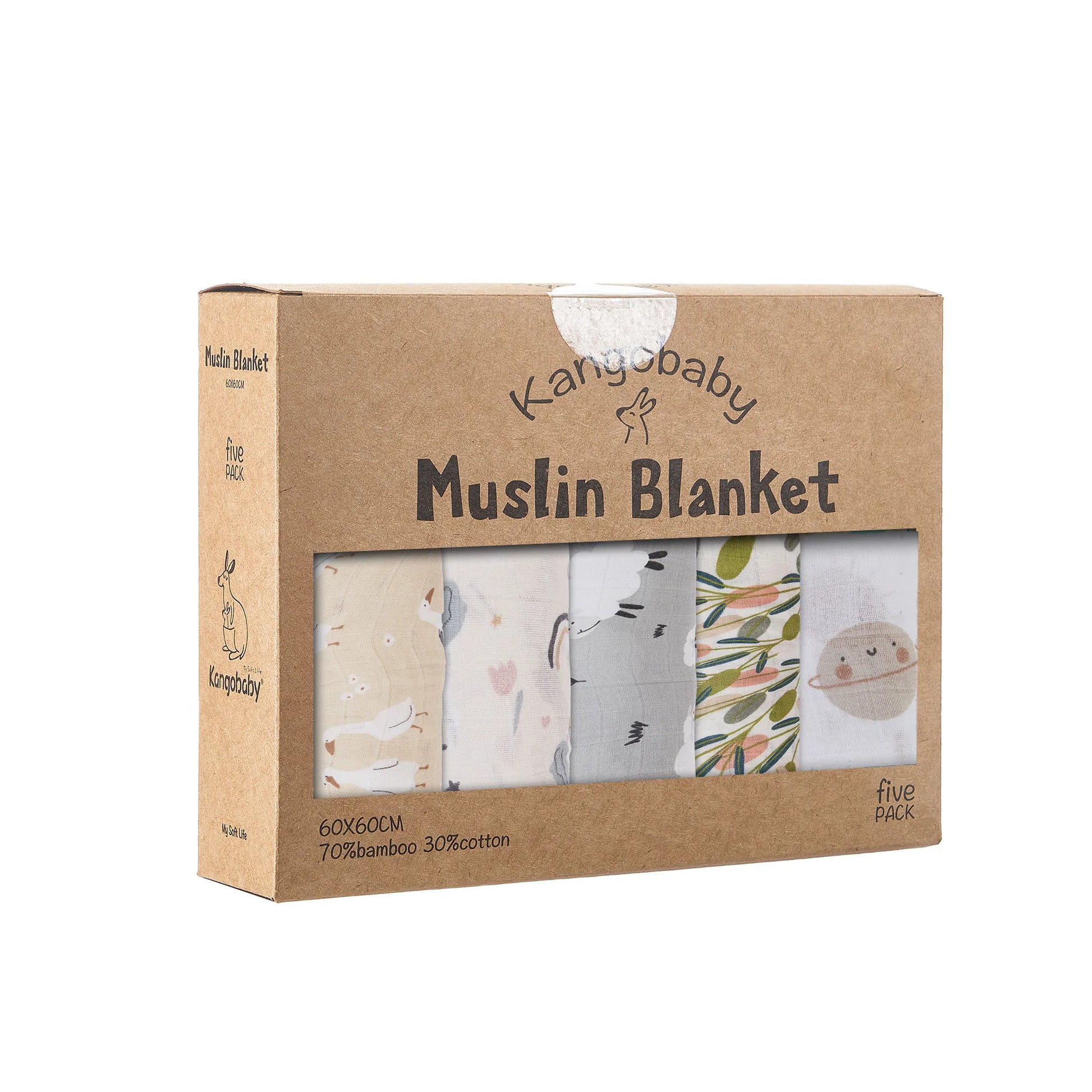 Kangobaby muslin blanket set packaging on a white background