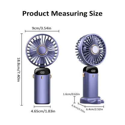 OIMG Foldable Neck Fan – 3-in-1 Handheld, Neck & Desktop USB Rechargeable Fan with LED Display