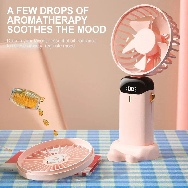 OIMG Foldable Neck Fan – 3-in-1 Handheld, Neck & Desktop USB Rechargeable Fan with LED Display