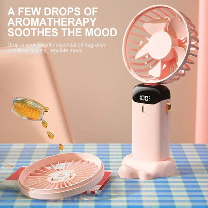 OIMG Foldable Neck Fan – 3-in-1 Handheld, Neck & Desktop USB Rechargeable Fan with LED Display