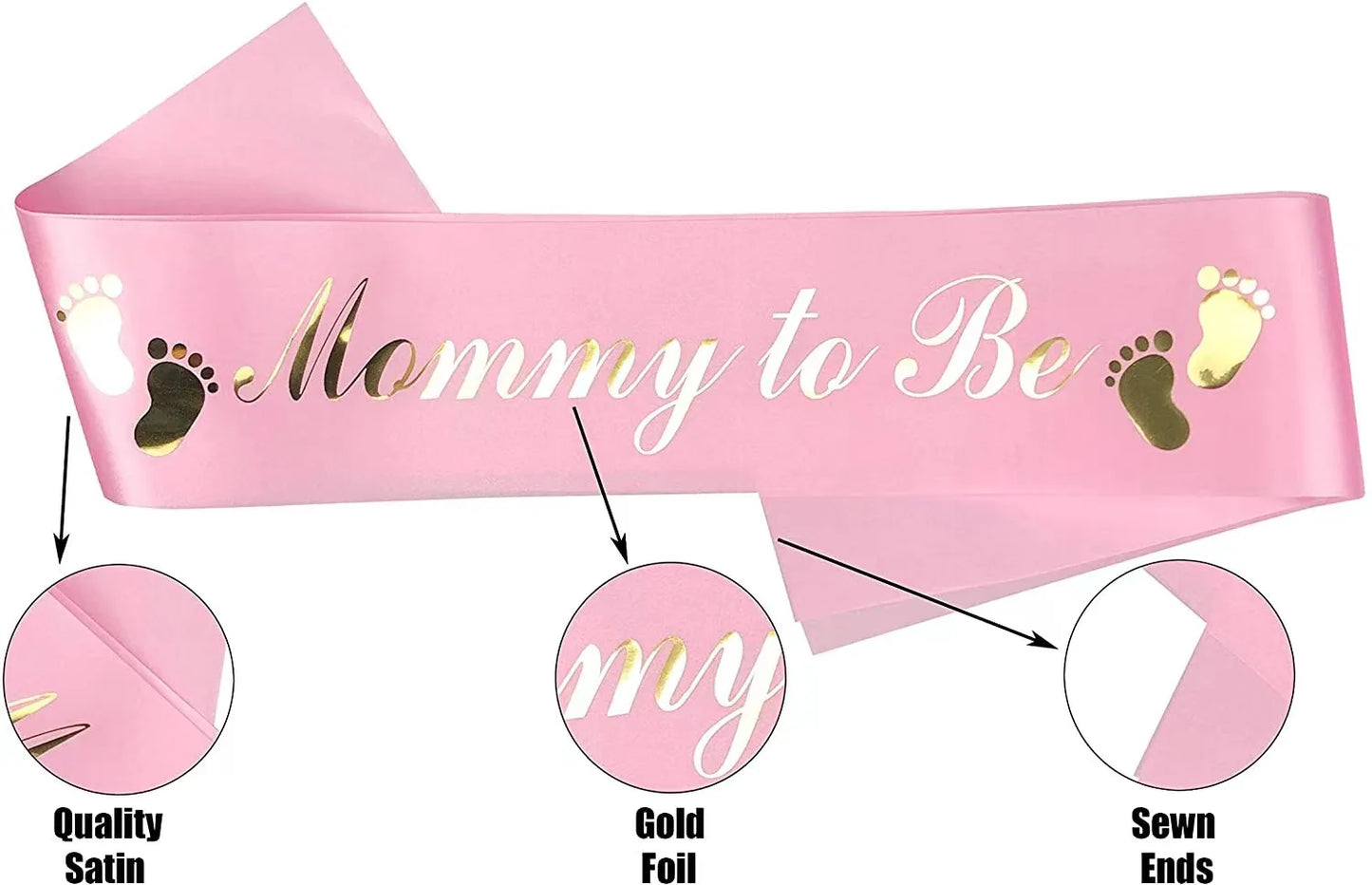 Baby Shower Mom-to-Be Sash & Tinplate Badge Combo Kit – Gender Reveal Party Set