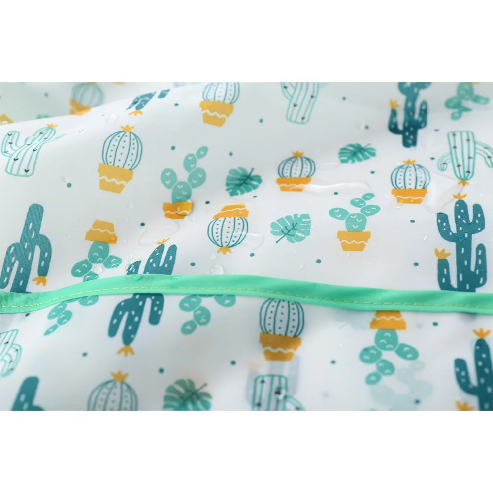 Fabric with cactus pattern and green zipper on a white background