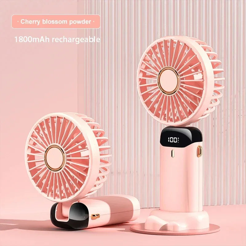 OIMG Foldable Neck Fan – 3-in-1 Handheld, Neck & Desktop USB Rechargeable Fan with LED Display