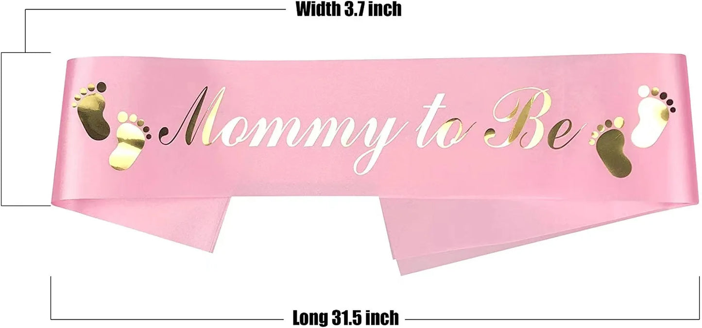 Baby Shower Mom-to-Be Sash & Tinplate Badge Combo Kit – Gender Reveal Party Set