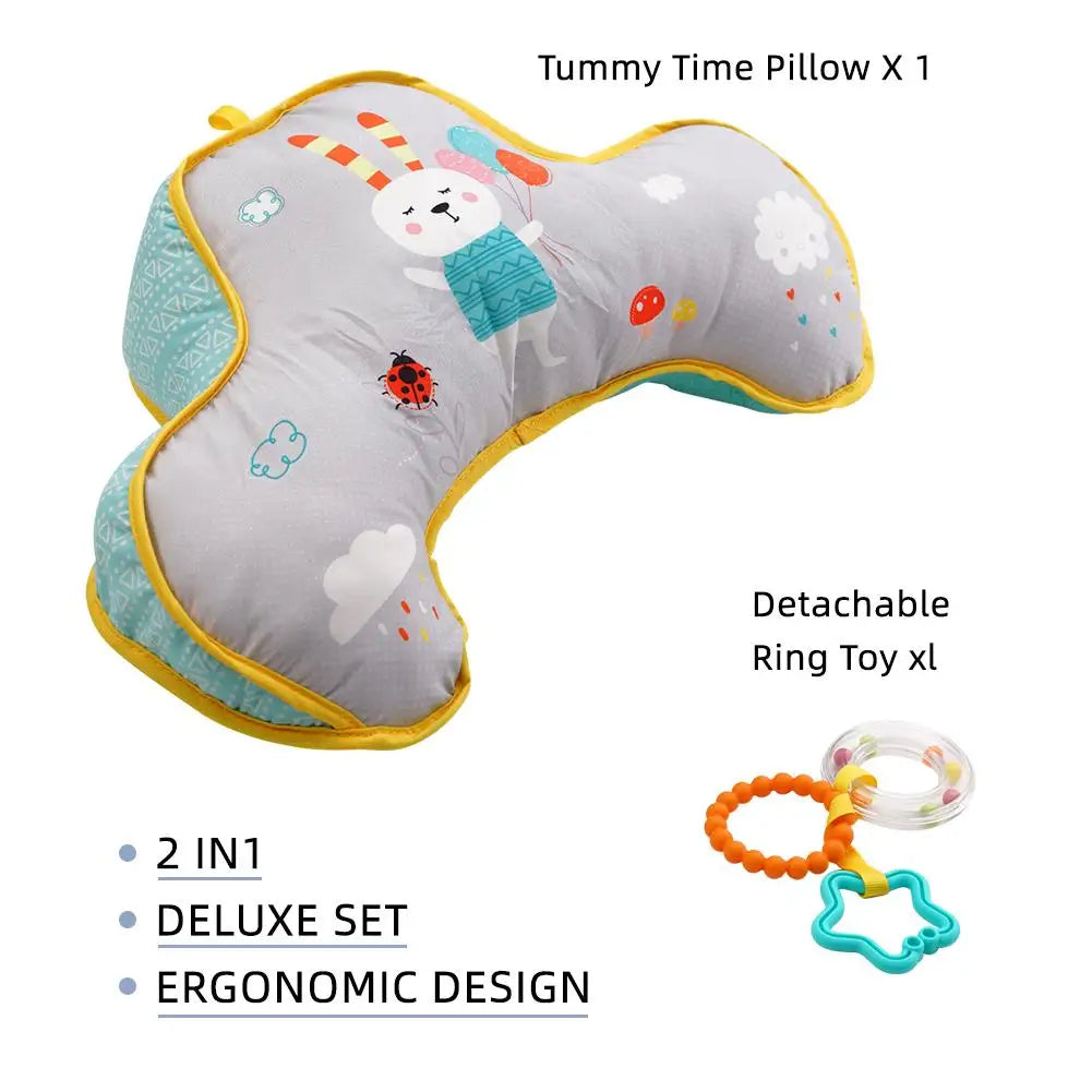 Baby Tummy Time Pillow — Double-Sided High Contrast Sensory Toy | Head-Up Training for Newborns