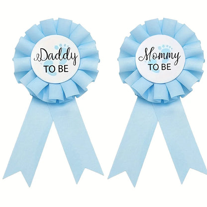 Baby Shower Mom-to-Be Sash & Tinplate Badge Combo Kit – Gender Reveal Party Set