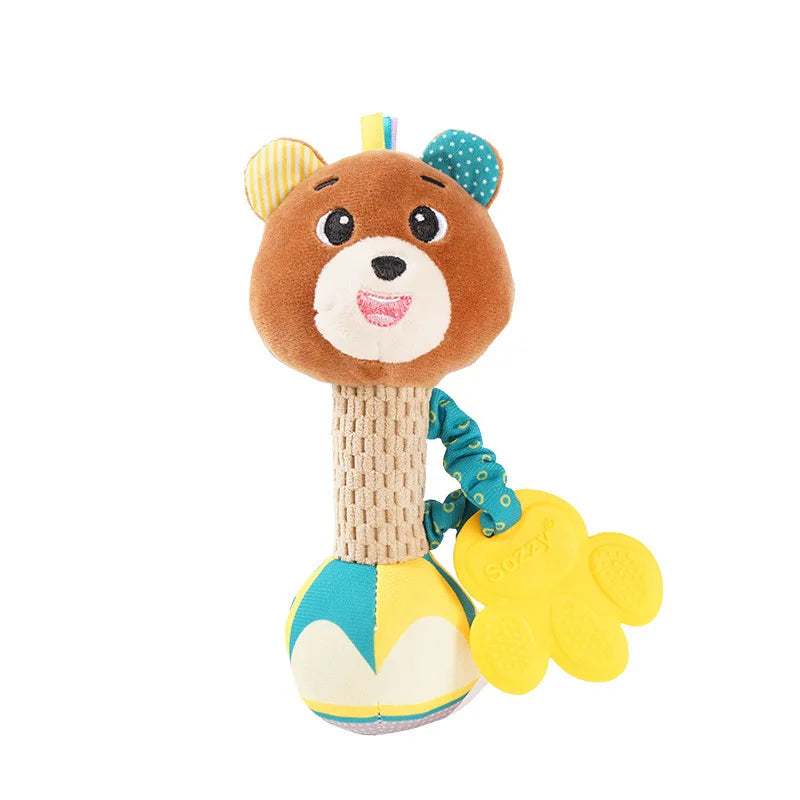 Baby Soft Stuffed Animal Rattle — Musical Crinkle Squeaky Sensory Toy | Hand Grip Shaker for Babies 0–24 Months