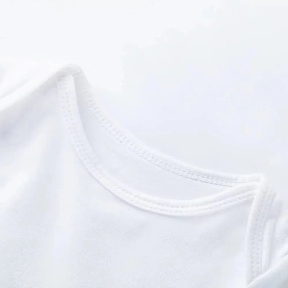 Close-up of a white t-shirt collar with stitching details