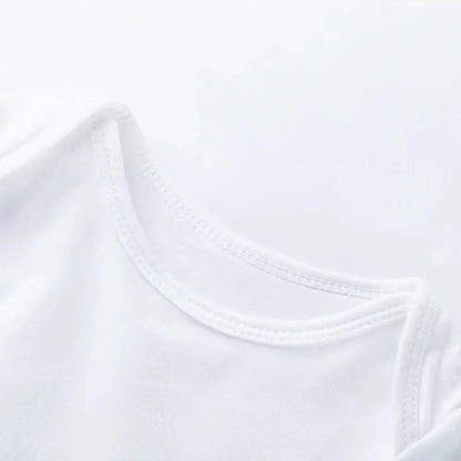 Close-up of a white t-shirt collar with stitching details