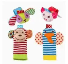 4-Piece Baby Rattle Socks & Wrist Strap Set — Animal Foot Socks & Bug Wrist Rattles for Babies 0–12 Months