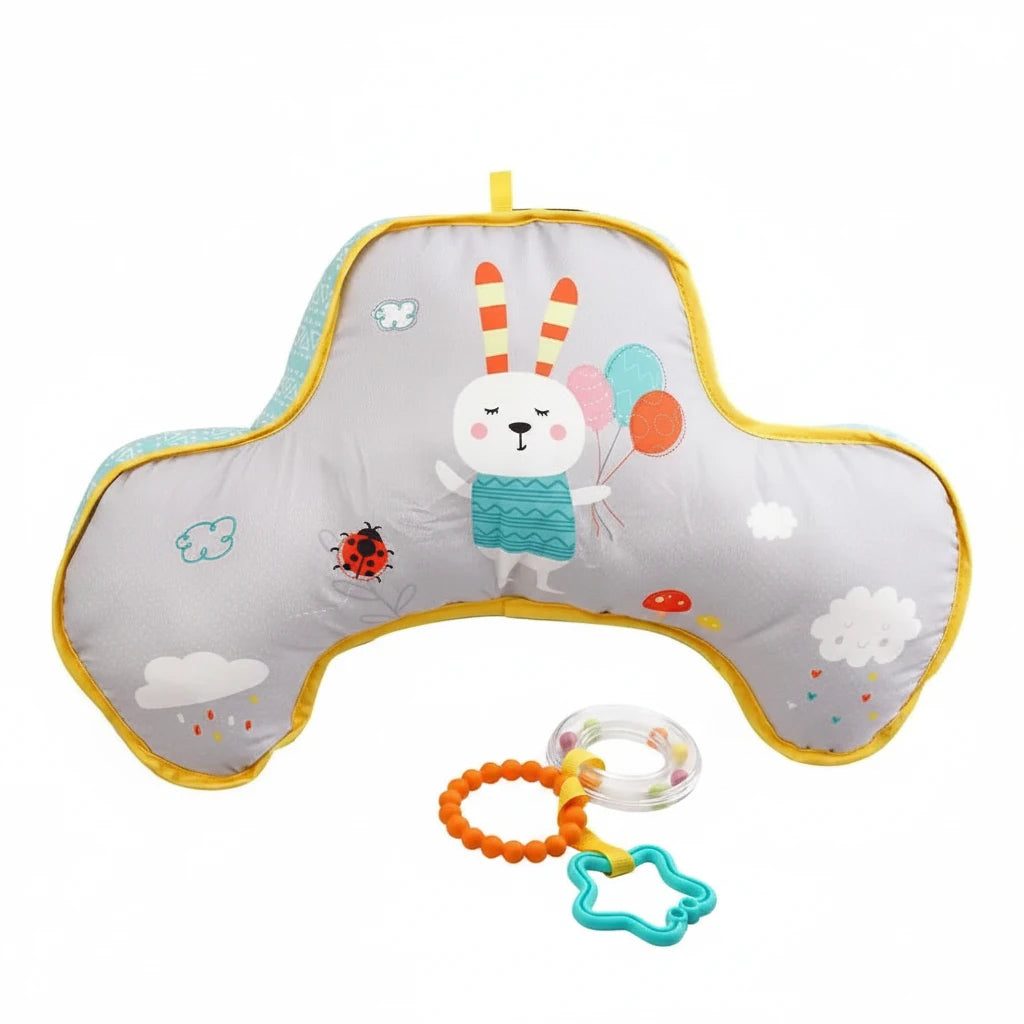 Baby Tummy Time Pillow — Double-Sided High Contrast Sensory Toy | Head-Up Training for Newborns