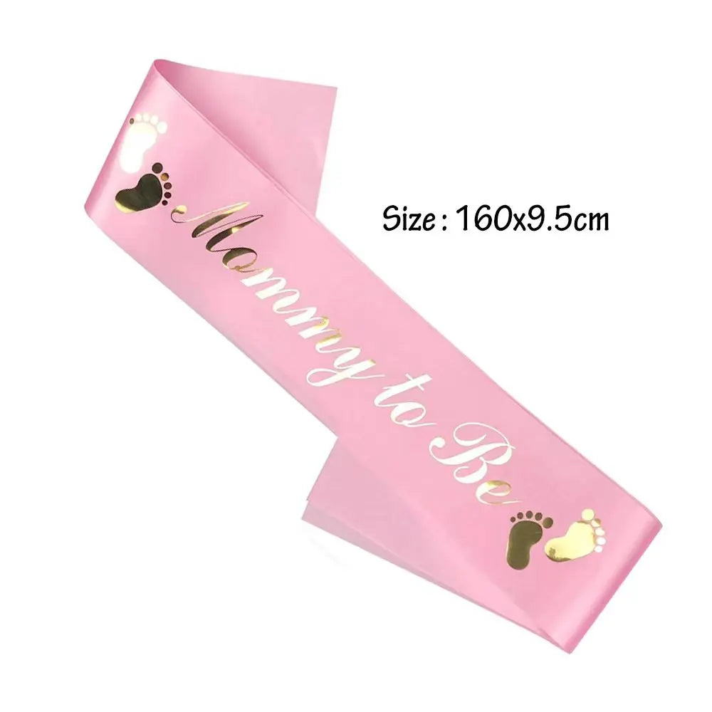 Baby Shower Mom-to-Be Sash & Tinplate Badge Combo Kit – Gender Reveal Party Set