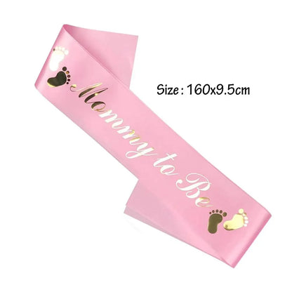 Baby Shower Mom-to-Be Sash & Tinplate Badge Combo Kit – Gender Reveal Party Set