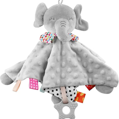 Elephant Baby Comforter Blanket — Soft Soothing Appease Towel & Rattle Toy for Newborns - Babytopia32
