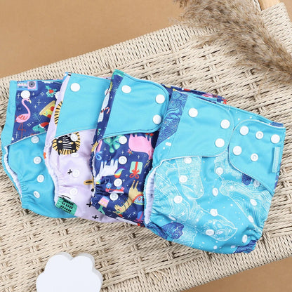 HappyFlute Reusable Cloth Diapers – Eco-Friendly Pocket Diapers, 4-Pack, Unisex (Fits 3–15 kg) - Babytopia32