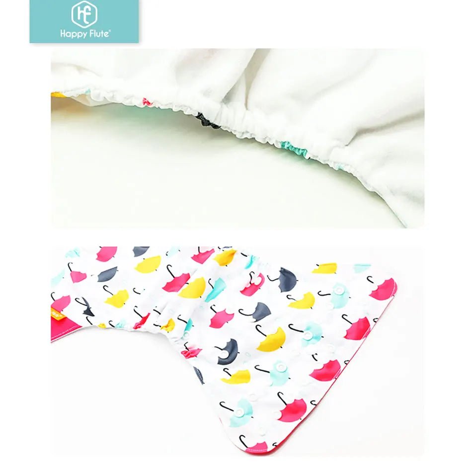 HappyFlute Reusable Cloth Diapers – Eco-Friendly Pocket Diapers, 4-Pack, Unisex (Fits 3–15 kg) - Babytopia32