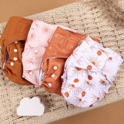 HappyFlute Reusable Cloth Diapers – Eco-Friendly Pocket Diapers, 4-Pack, Unisex (Fits 3–15 kg) - Babytopia32