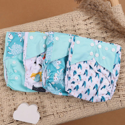 HappyFlute Reusable Cloth Diapers – Eco-Friendly Pocket Diapers, 4-Pack, Unisex (Fits 3–15 kg) - Babytopia32