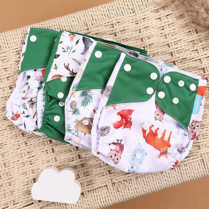 HappyFlute Reusable Cloth Diapers – Eco-Friendly Pocket Diapers, 4-Pack, Unisex (Fits 3–15 kg) - Babytopia32