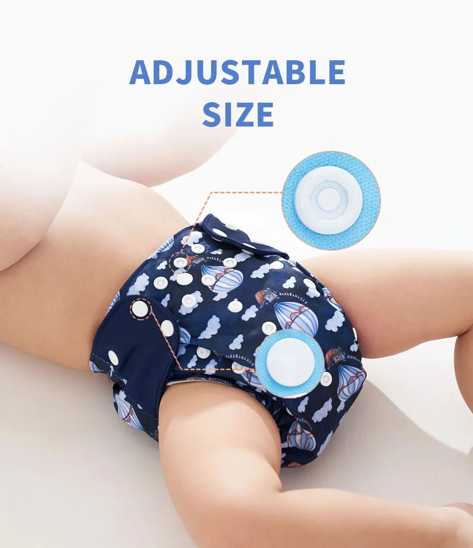 HappyFlute Reusable Cloth Diapers – Eco-Friendly Pocket Diapers, 4-Pack, Unisex (Fits 3–15 kg) - Babytopia32