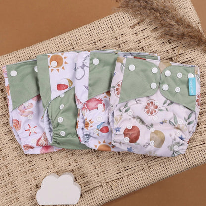 HappyFlute Reusable Cloth Diapers – Eco-Friendly Pocket Diapers, 4-Pack, Unisex (Fits 3–15 kg) - Babytopia32