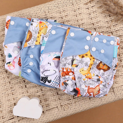 HappyFlute Reusable Cloth Diapers – Eco-Friendly Pocket Diapers, 4-Pack, Unisex (Fits 3–15 kg) - Babytopia32