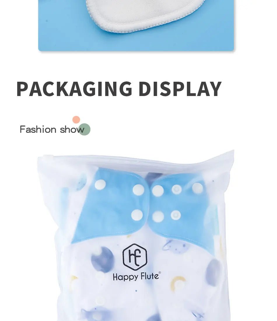 HappyFlute Reusable Cloth Diapers – Eco-Friendly Pocket Diapers, 4-Pack, Unisex (Fits 3–15 kg) - Babytopia32