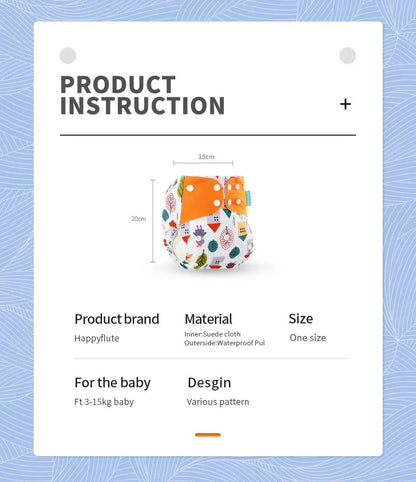 HappyFlute Reusable Cloth Diapers – Eco-Friendly Pocket Diapers, 4-Pack, Unisex (Fits 3–15 kg) - Babytopia32